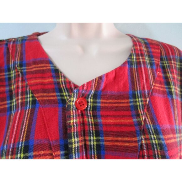 Wittmann Textiles Red Plaid Cotton Flannel Modest Night Shirt Med Turkey EUC - Picture 6 of 16